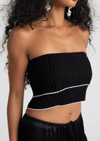 Giselle Knitted Bandeau Top - Black