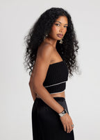 Giselle Knitted Bandeau Top - Black