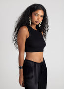 Top Kurt High-Neck Cropped Tank - Black