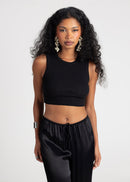 Top Kurt High-Neck Cropped Tank - Black