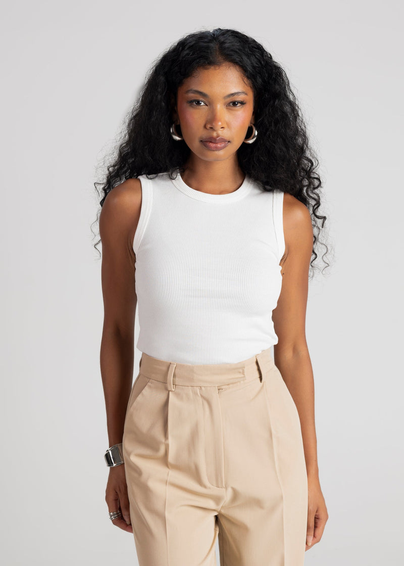 Top Kurt High-Neck Tank - White