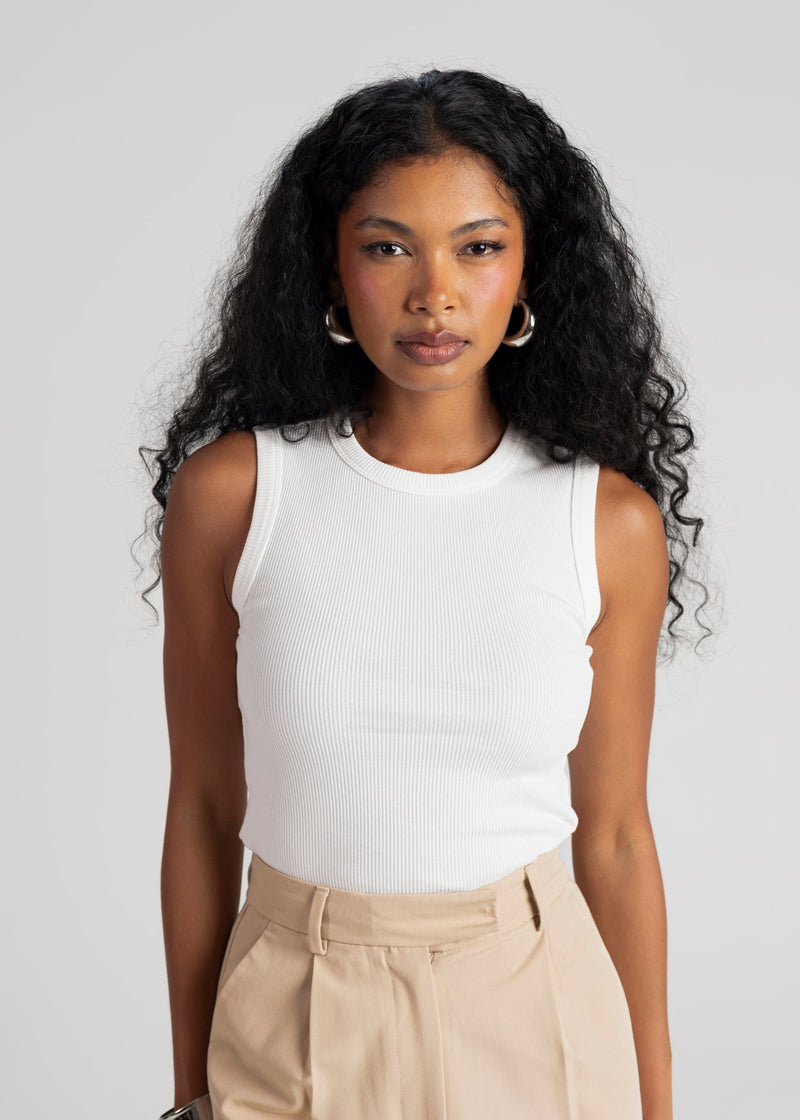 Top Kurt High-Neck Tank - White