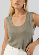 Top Linen Tank - Green