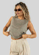 T-Shirt Sleeveless Linen - Green