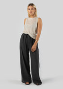 T-Shirt Sleeveless Linen - Beige