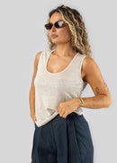 Top Linen Tank - Beige