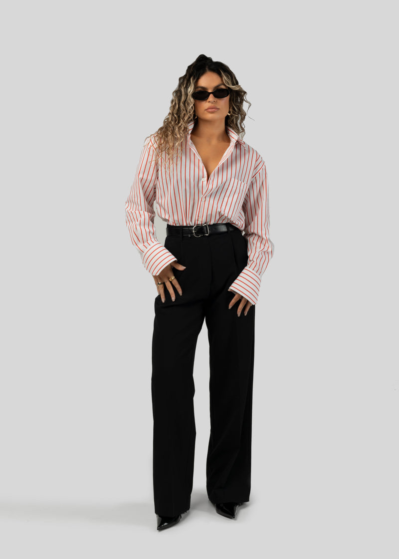 Chemise The Boyfriend Oversized - Red & White Stripes