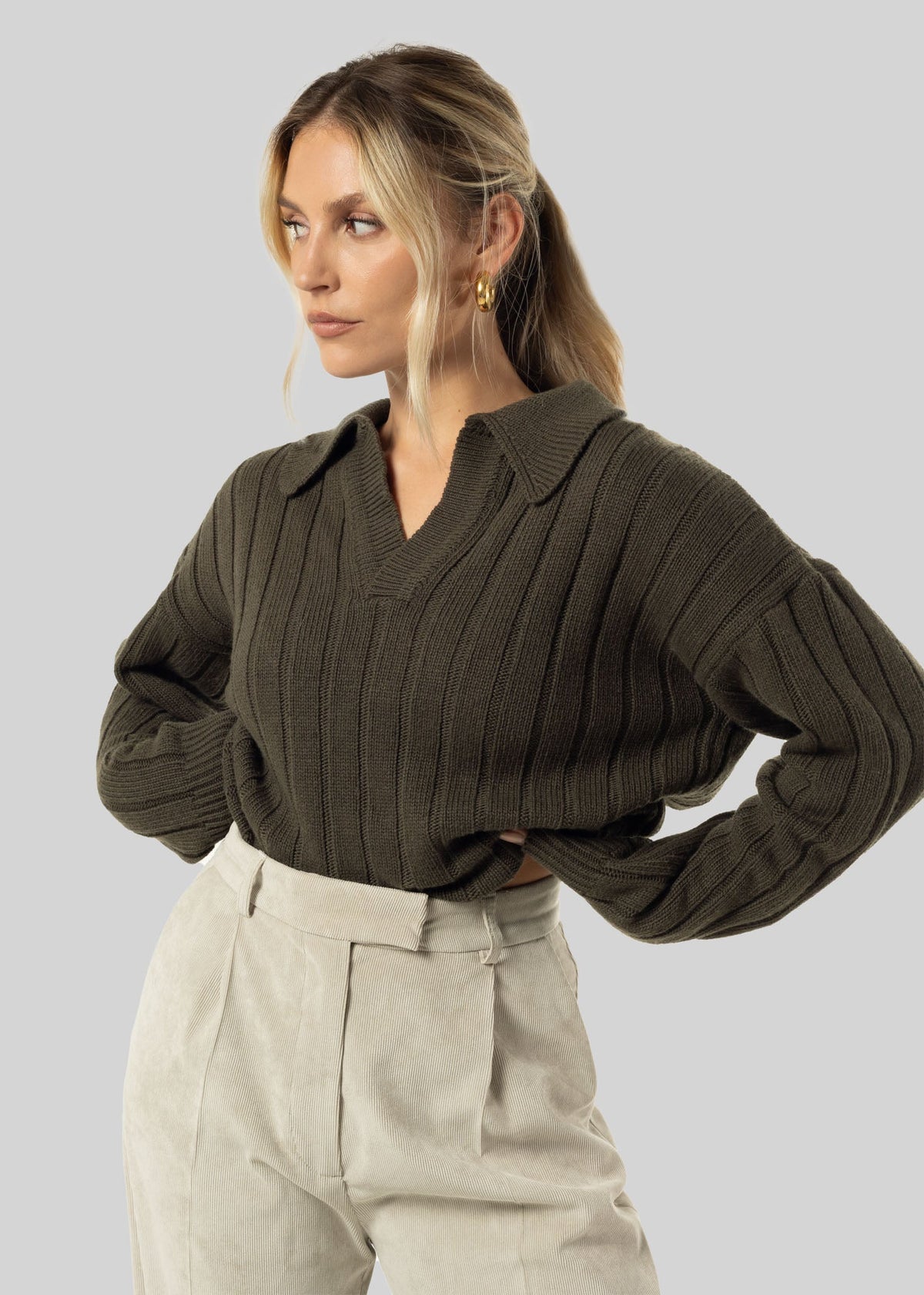 Henry Wool & Cashmere Jumper - Olive Green