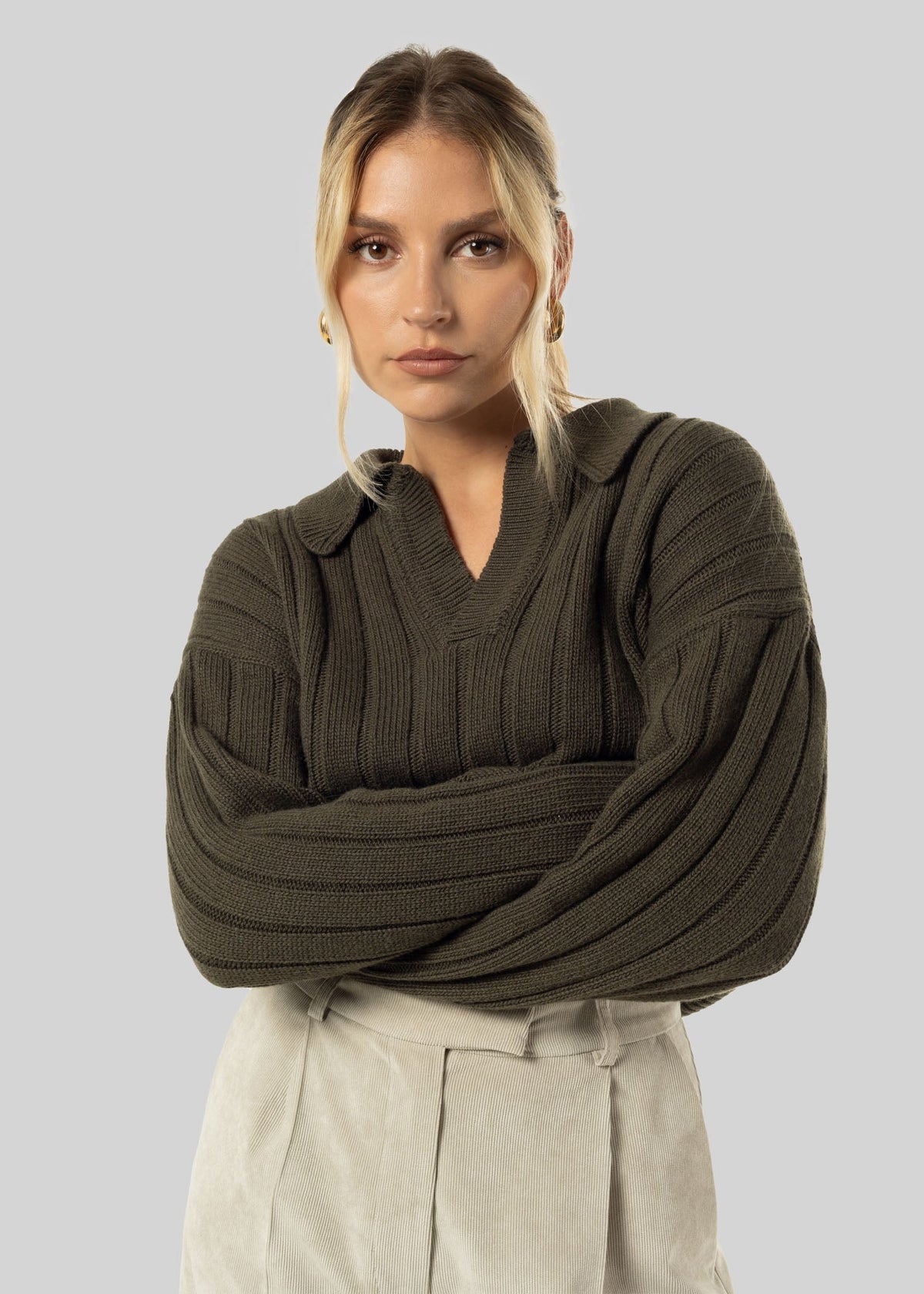 Henry Wool & Cashmere Jumper - Olive Green
