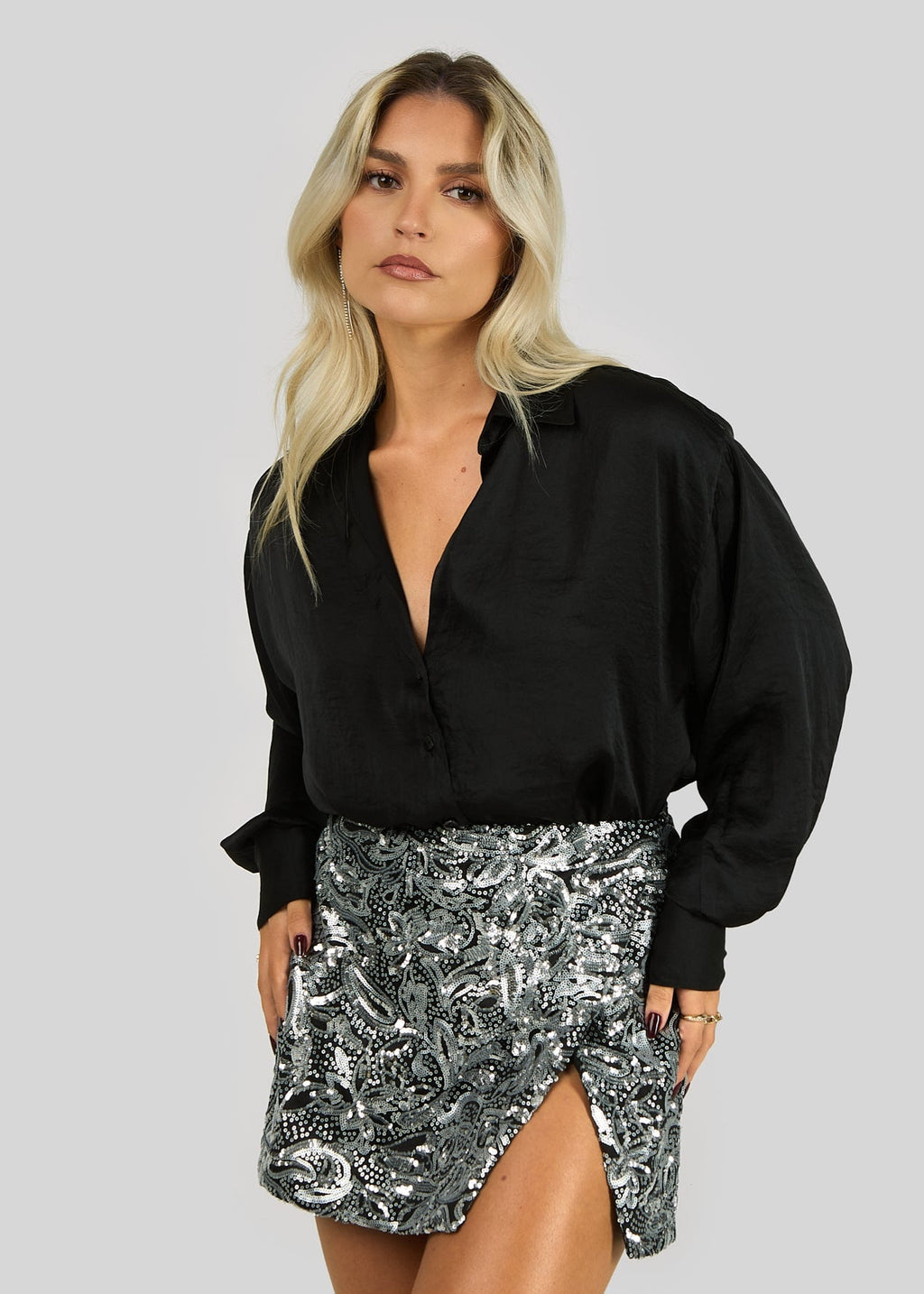 Falda Alix Sequins Wrap Mini