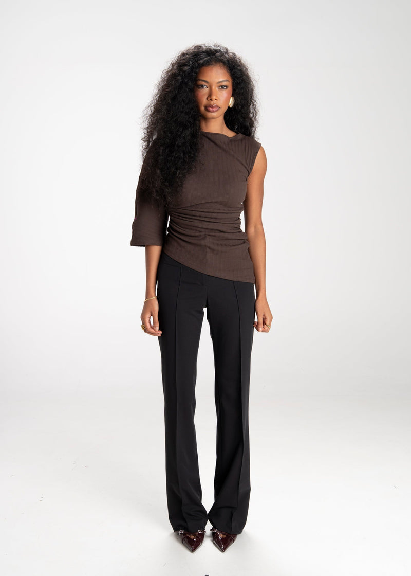 Top Espresso One Sleeve Asymmetric
