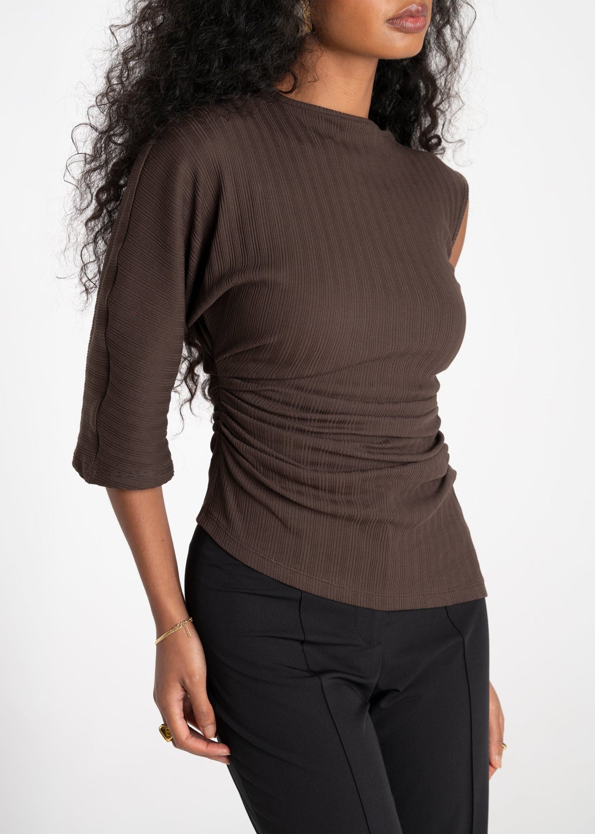 Top Espresso One Sleeve Asymmetric