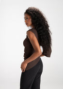 Top Espresso One Sleeve Asymmetric