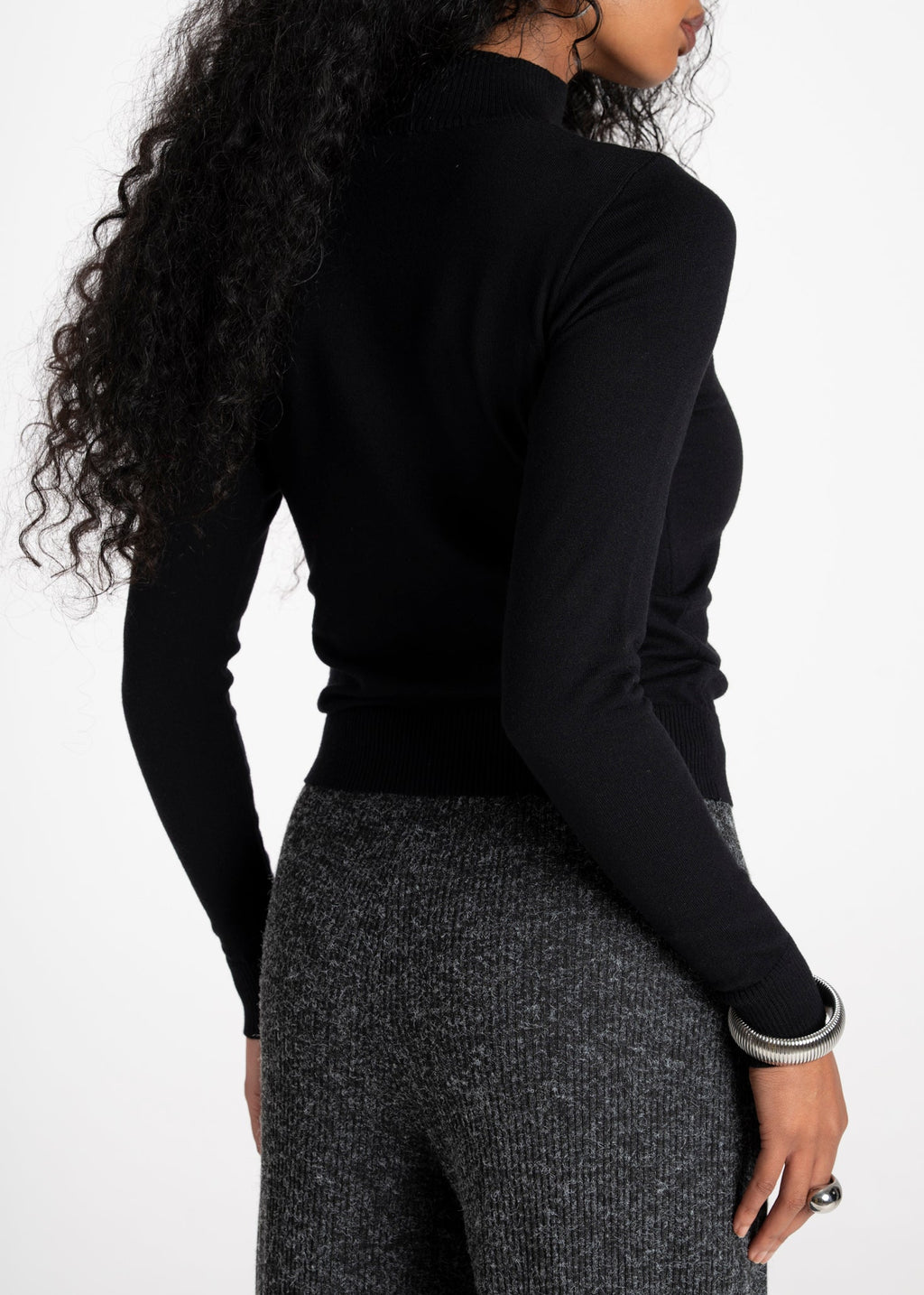 Maglione a Collo Medio 2Nd Skin Knitted - Nero