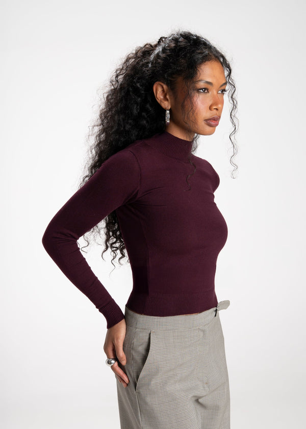 Pull 2Nd Skin Knitted Mid-Neck - Bordeaux