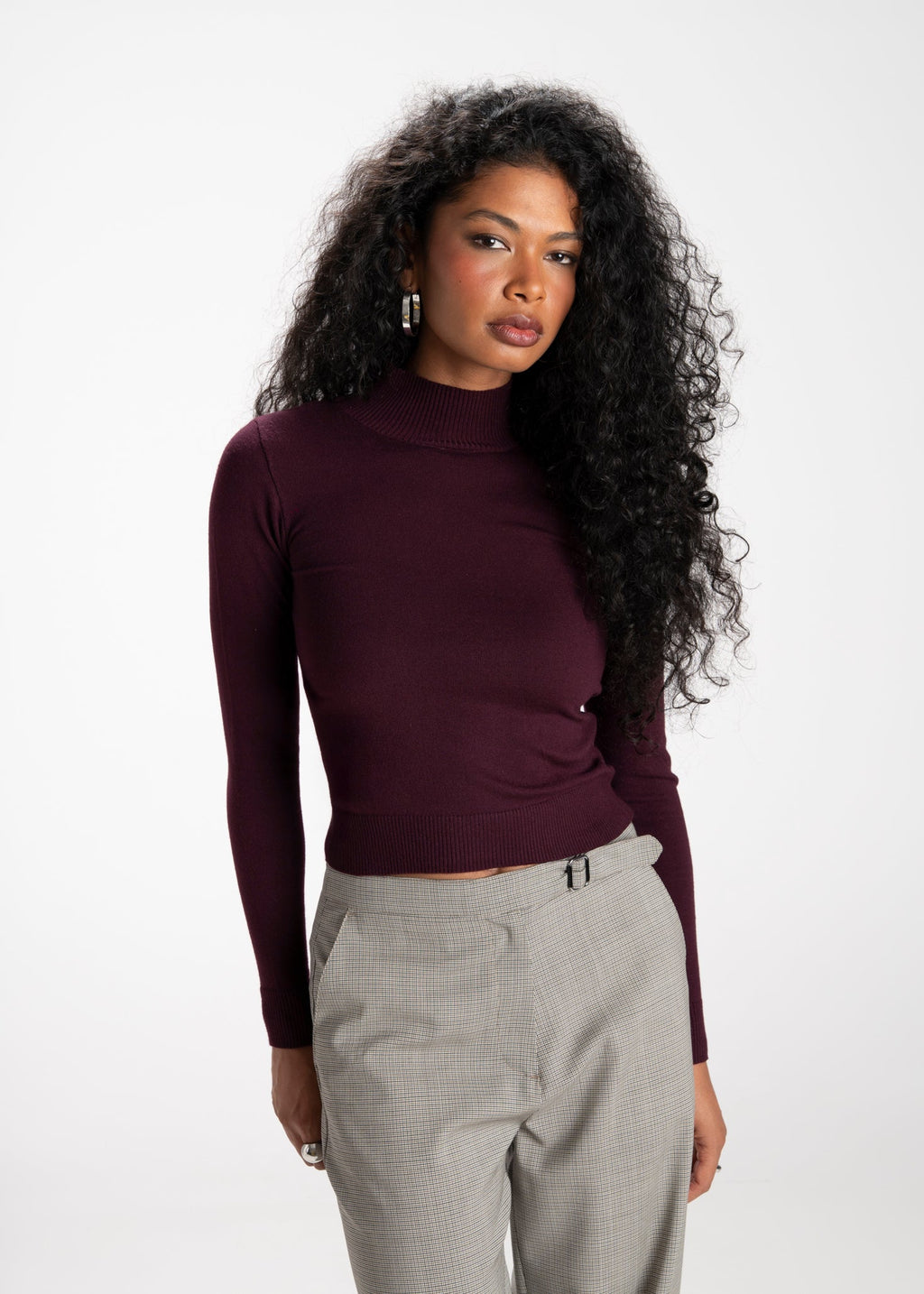 Pull 2Nd Skin Knitted Mid-Neck - Bordeaux