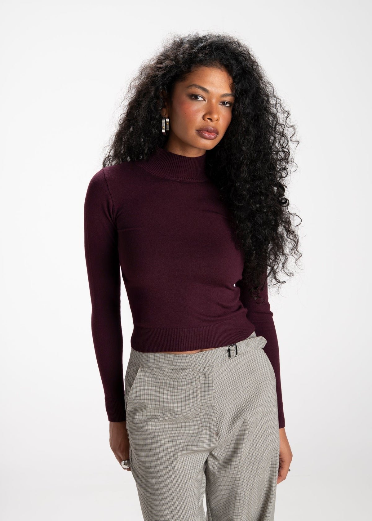 Pull 2Nd Skin Knitted Mid-Neck - Bordeaux