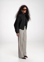Arctic High-Neck Oversized Bomber Jacket - Black