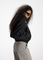 Arctic High-Neck Oversized Bomber Jacket - Black