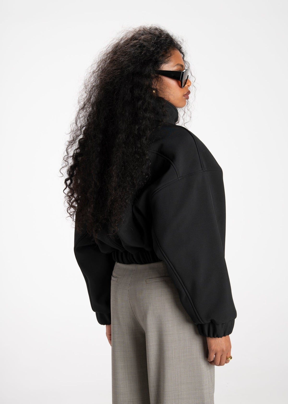 Arctic High-Neck Oversized Bomber Jacket - Black