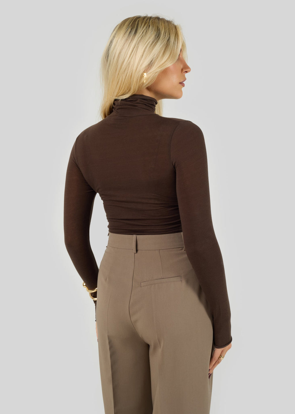Belle Turtleneck Bodysuit - Brown