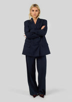 Jagger Pinstripe Tailored Trousers - Navy