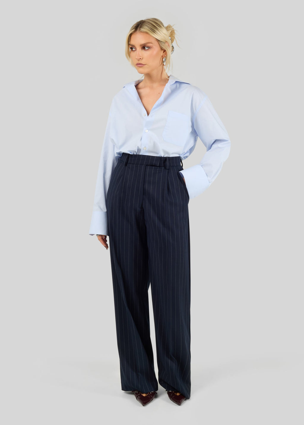 Jagger Pinstripe Tailored Trousers - Navy