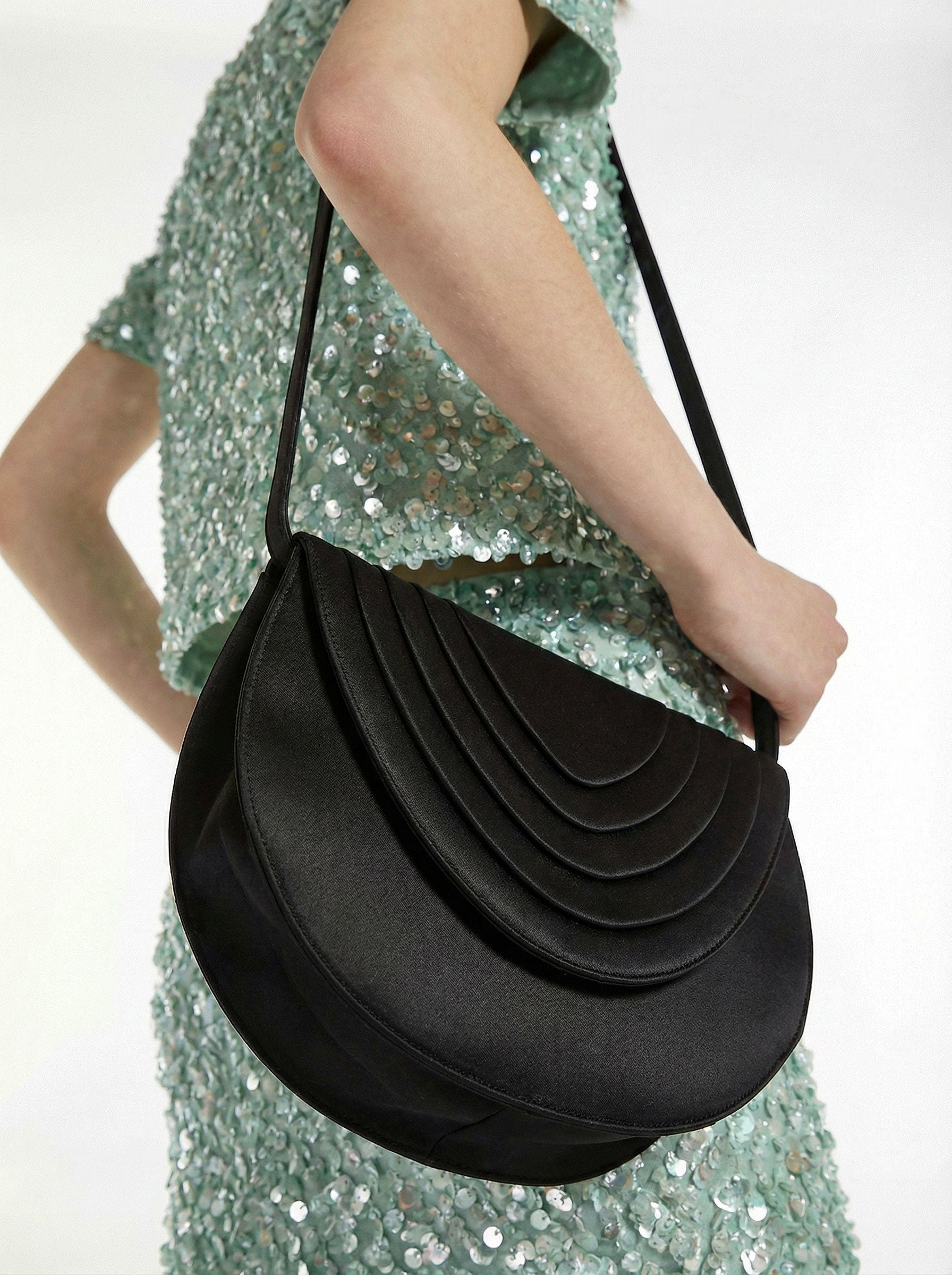 Vintage Black Satin Bag