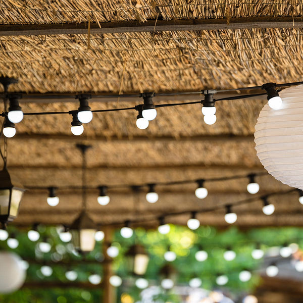 Solar string lights 10 warm white LED globes PARTY MILKY SOLAR 5.70m 8 modes - REDDECO.com