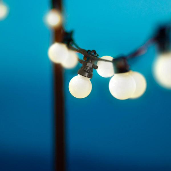 Solar string lights 10 warm white LED globes PARTY MILKY SOLAR 5.70m 8 modes - REDDECO.com