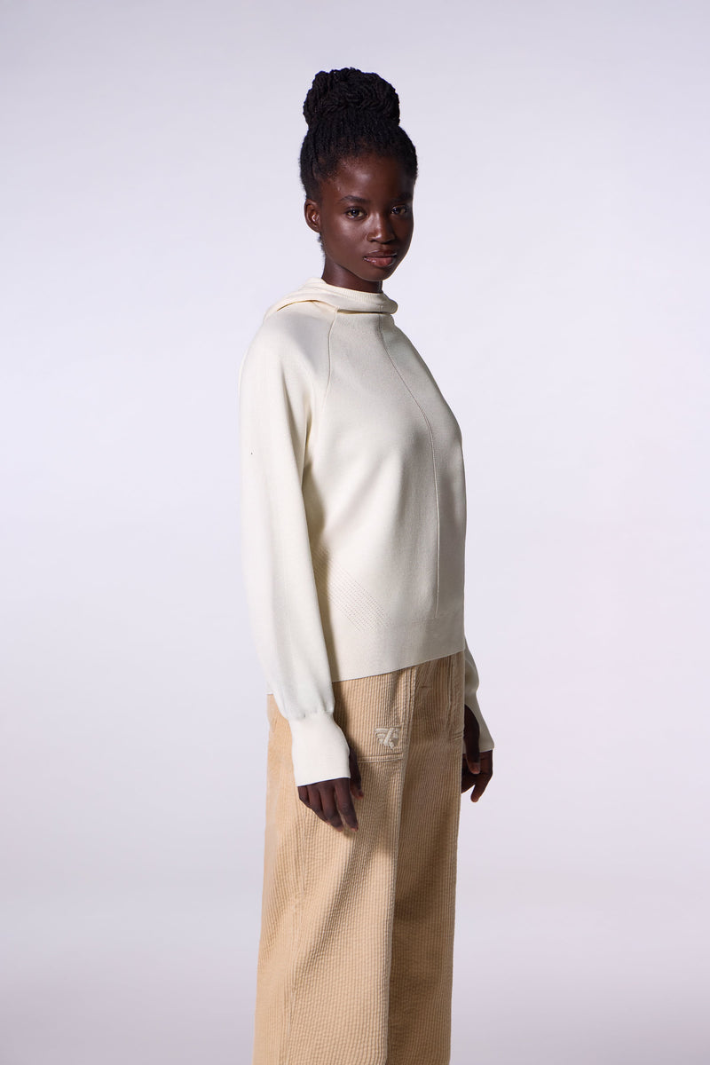 Lightweight knit sweater with wrap-around hood Antonelle