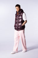 Cesar mixed sleeveless hooded down jacket