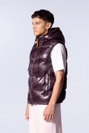 Cesar mixed sleeveless hooded down jacket