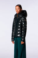 Doudoune légère ajustée en nylon glossy France Bright Dark Forest