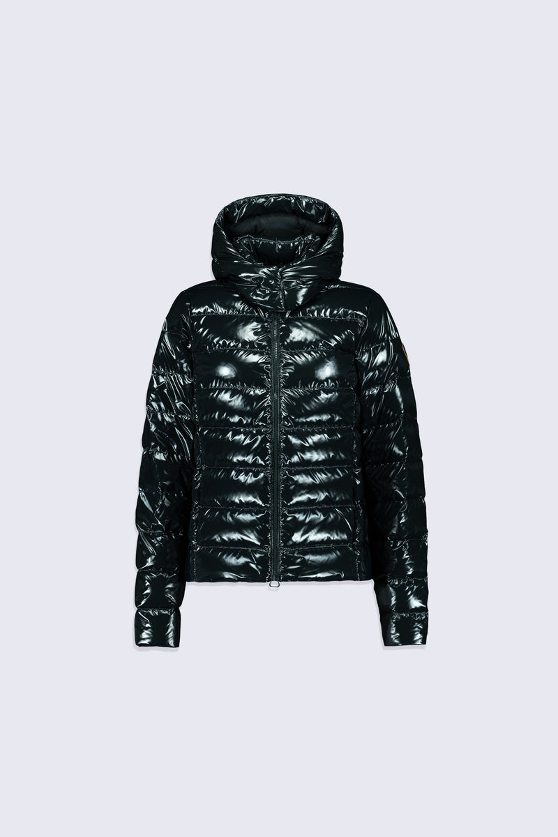 Doudoune légère ajustée en nylon glossy France Bright Dark Forest