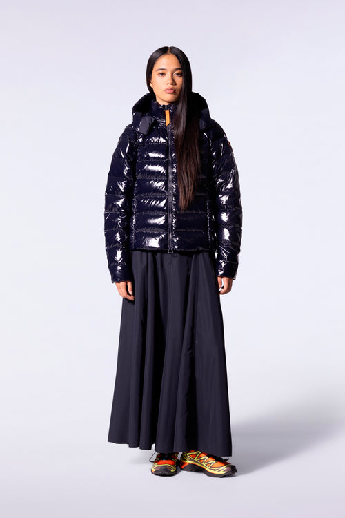 Doudoune légère ajustée en nylon glossy France Bright Dark Night