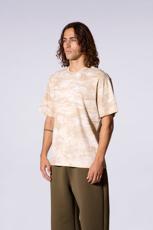 T-shirt en coton avec print graphique Leonce Calcaire