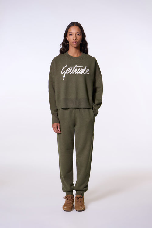 Pull court en maille jacquard à manches tombantes Nath Script