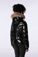 Doudoune brillante cintrée avec fourrure Olga Bright