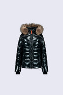 Doudoune brillante cintrée avec fourrure Olga Bright