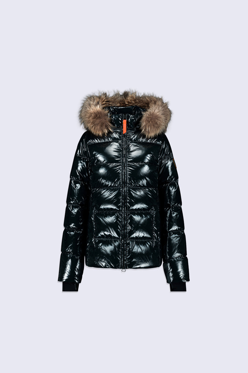 Doudoune brillante cintrée avec fourrure Olga Bright