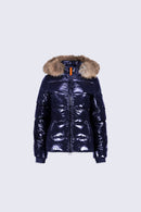 Doudoune brillante cintrée avec fourrure Olga Bright