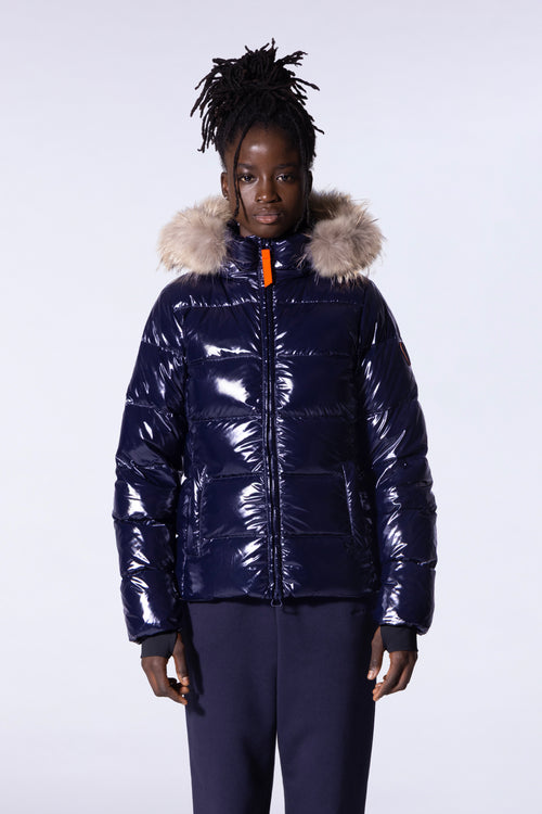 Doudoune brillante cintrée avec fourrure Olga Bright