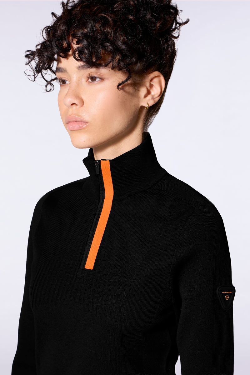 Pull camionneur moulant zippé en maille technique Patricia