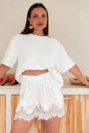 HAIDEN Blanc - Short Dentelle