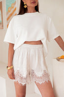 HAIDEN Écru - Short Dentelle
