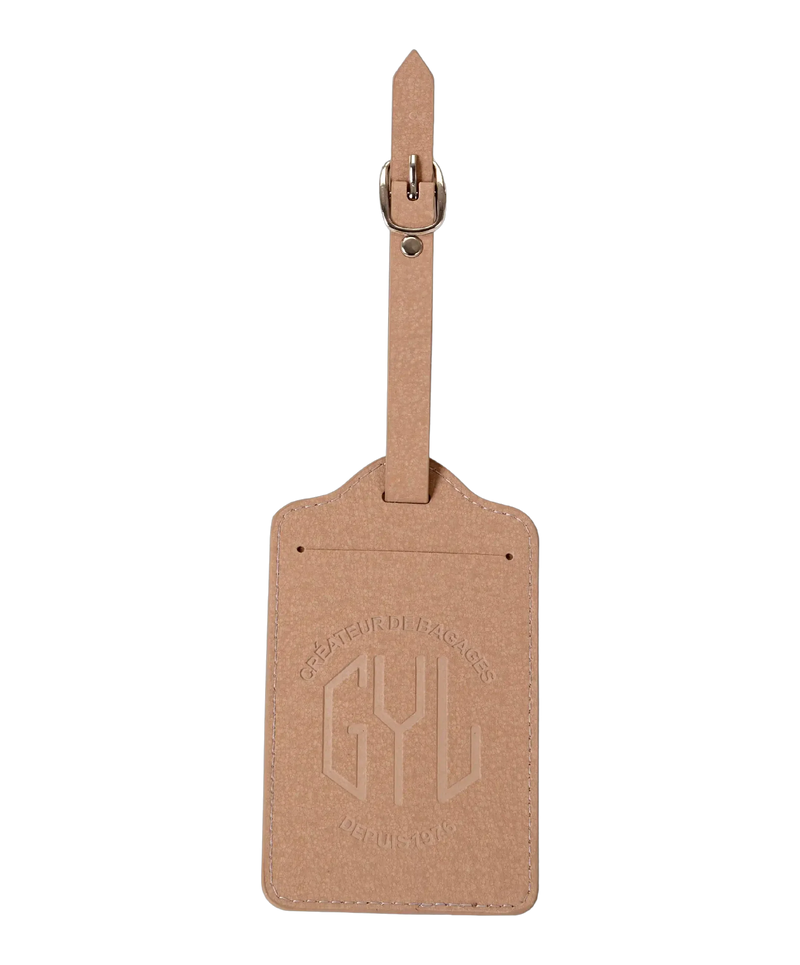 Etiquette a bagages GYL champagne vue face logo fond transparent