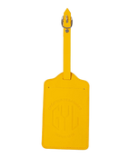 Yellow GYL luggage tag front view logo transparent background