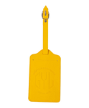 Etiquette a bagages GYL jaune vue face logo fond transparent