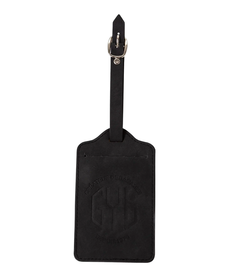 Etiquette a bagages GYL noire vue face logo fond transparent